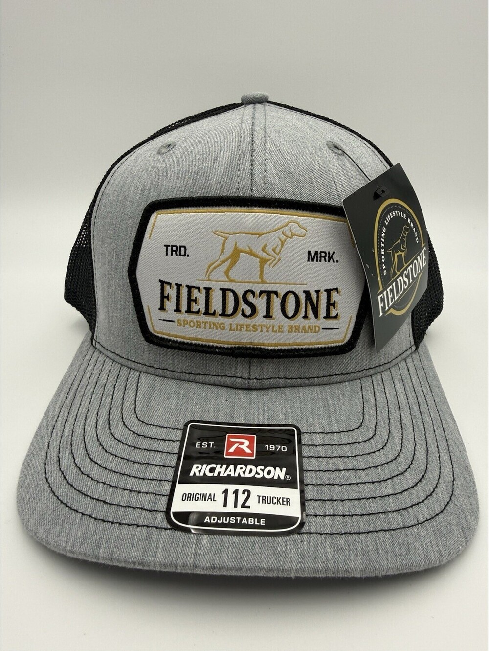 Fieldstone Richardson 112 Patch Trucker SnapBack Hat Gray Black Dog Hunting NWT